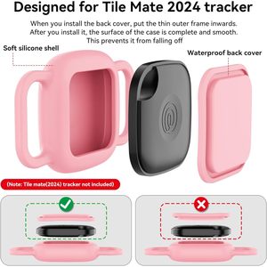 Soporte impermeable para collar de perro para Life360 Tile Mate Tracker, paquete de 2, cubierta de silicona duradera, antipérdida, color rosa - Product Image 5