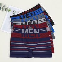 Vente en gros de caleçons sans couture à rayures pour hommes sous-vêtements en polyester respirant adultes logo durable taille directe usine de Yiwu