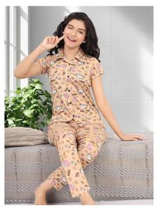 Pyjama tendance pour filles en Lycra à imprimé numérique avec col confortable, en tissu doux et extensible, pour la maison, vente en gros - Product Image 6