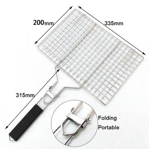 Phong Cách Mới Xách Tay BBQ Nướng Giỏ 304 Thép Không Gỉ Rau BBQ Nướng Net Với Có Thể Tháo Rời Tay Cầm Bằng Gỗ - Product Image 5