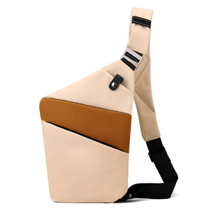 Tas Dada Pria Bahan Nilon dengan Strip Reflektif Desain <span class=keywords><strong>Anti</strong></span> Maling Tali Selempang Satu Bahu-Warna Campur - Product Image 5