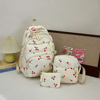 Nouveau Sac à Dos Vintage Fraise YCH 2026 pour Étudiantes – Ensemble Tendance Trois Pièces avec Sac Bandoulière Double Épaule