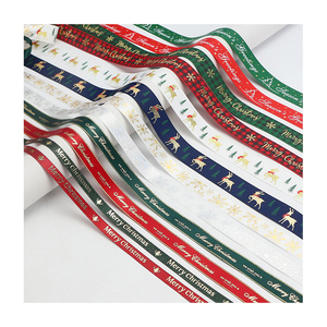 100% Polyester Hot Gold Cadeau Wrap Met Kerstboom Cadeau Lint Voor Handgemaakt Lint Taart Kerstlint - Product Image 1
