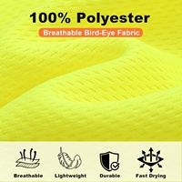 Polo de sécurité respirant et anti-humidité haute visibilité réfléchissant 100 % polyester maille œil-de-perdrix pour travaux de construction et routiers