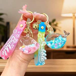 Acryl olie gevulde vloeibare zandfles dolfijn walvis sleutelhanger lichtgevende sneeuwvlok drijfles prachtige kinderrugzak auto - Product Image 3