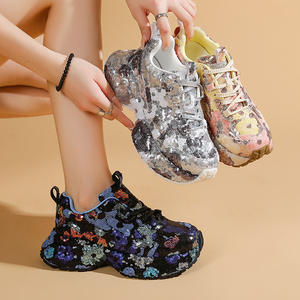 Zapatillas de deporte brillantes con diamantes de imitación para papá, calzado ostentoso reflectante, zapatos de fiesta de noche para mujer, zapatillas de suela gruesa de tamaño personalizado para mujer - Product Image 6