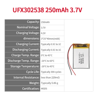 Batteries au lithium polymère personnalisées en gros UFX 302538 250mAh 3.7V MSDS, cellules de poche Lipo, batterie lithium-ion OEM/ODM