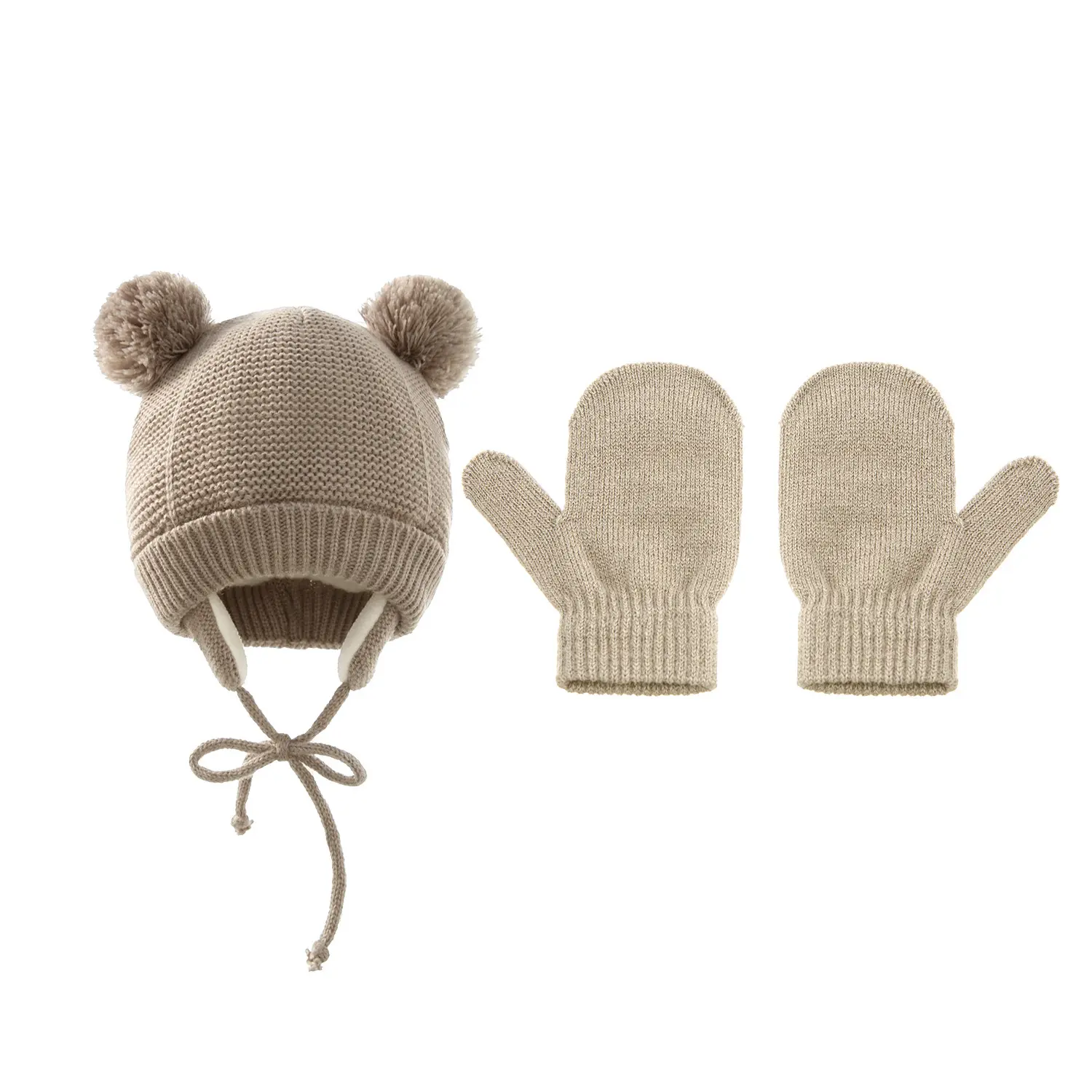 Baby's Hat Cute Bear Infant Toddler Earflap gloves scarf Hat and Mitten Set Fleece Lined Beanie Warm Caps for Fall Winter