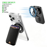 Portefeuille multifonctionnel en cuir PU pour téléphone, support de carte, triple pliage, flexible, rotation à double axe, magnétique MagSafe, RFID