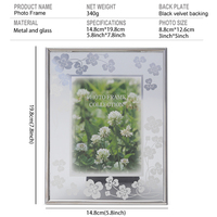 Cadre photo élégant en verre miroir 3x5 pouces, cadre photo biseauté argenté, décor floral givré trèfle, cadeaux pour la Saint-Patrick