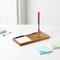 Dispensador de Notas Adhesivas de Madera Portátil, Ecológico y Personalizado para Escritorio de Oficina