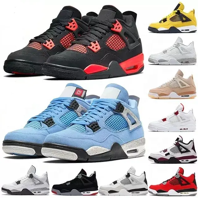 AJ4s Basketball Shoes Og4 Retro AJ4s Bred White Sail College Blue Ladies Men's Fashion Sneakers Aj4 Retro Sail Original