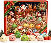 Jouets Squishies 2026 en forme de boulettes, mignons et doux, jouets à presser en forme de pain vapeur, Calendrier de l'Avent de Noël, 24 boîtes mystères en caoutchouc thermoplastique