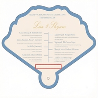 Tarjeta de programa de boda personalizada con diseño de abanico de rosas, texto impreso para la ceremonia, con borla, para artículos de papelería de boda
