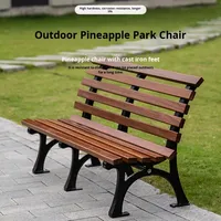 Chaise de parc en fer moderne d'extérieur, anti-corrosion, en bois massif, siège en forme d'ananas, cour, zone panoramique, dossier