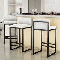 Tabouret de bar contemporain en métal doré Siège rembourré gris Dossier ergonomique Idéal pour îlot de cuisine