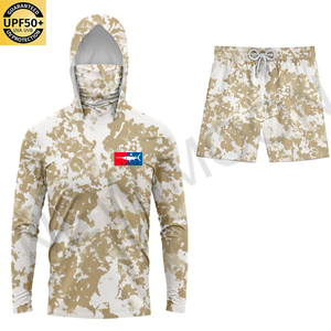 ชุดเสื้อฮู้ดดี้ตกปลาแบบสั่งทำพิเศษ แขนยาว ป้องกันแสงแดด UPF50 พร้อมกางเกงขาสั้นแห้งเร็ว อุปกรณ์กลางแจ้งครบชุด - Product Image 4
