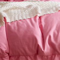 Couette rose vif 3 pièces à volants ensemble de housse de couette solide à volants frange doux ensembles de literie reine 1 housse de couette 2 taies d'oreiller
