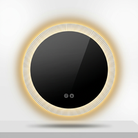 Miroir de salle de bain LED rond à prix d'usine, cadre rayé en acrylique, interrupteur tactile, rétroéclairé, mural, pour maquillage – Offre Spéciale