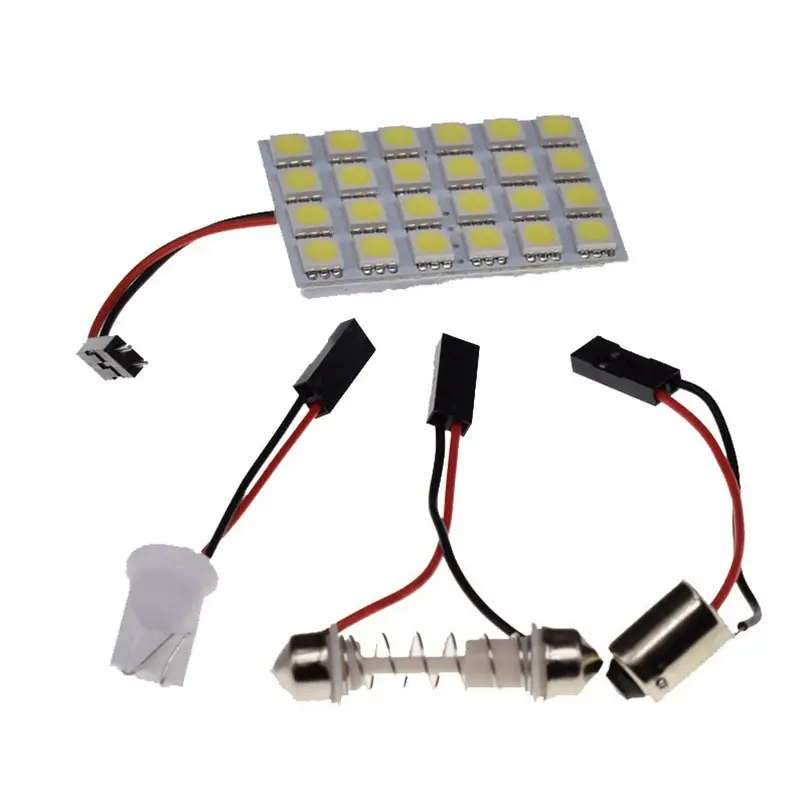 Lampada da tetto 5050 Chip 24 SMD pannello Led per Auto luce interna DC 12V bianco Auto lampada da lettura con T10 Festoon adattatori a cupola