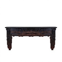 Table console d'angle vintage en bois massif sculpté, trois tiroirs, table d'appoint de luxe antique pour la décoration d'hôtels et de villas, écologique