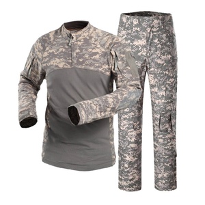 Ensemble de tenue de combat tactique pour homme à manches longues, respirant, pour entraînement extérieur, camouflage, en coton, avec t-shirts et collants très extensibles - Product Image 5