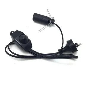 Australia Plug E14 Portalámparas con interruptor de atenuación 2*0.5mm2 Longitud 1,5 m Color negro con certificado SAA