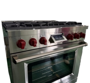 36 pouces. 5,5 Cu. Cuisinière à gaz avec four électrique, panneau Tili, 5 brûleurs italiens SABAF, relumière automatique en acier inoxydable - Product Image 1