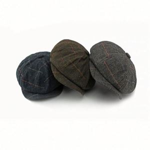 Casquette Gavroche Classique en Tissu à Carreaux Irlandais en Gros, Disponible en Stock, Quatre Saisons, pour Plage, Sports, Fêtes, Ski, Hommes - Product Image 2