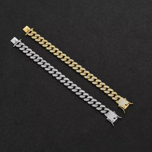 Cadena Cubana de Cobre de 12 mm de Ancho, Cadena Cubana de Cobre Estilo Hip-Hop, Brazalete para Hombre con Circonitas Collar Lijing de Moda Tanjing - Product Image 1