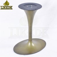 Pieds de table à manger ovales en fer et acier bronze antique, style tulipe