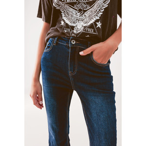 Jeans cropped a zampa d'elefante in lavaggio medio - Product Image 1