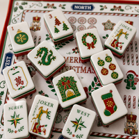 Juego de Mahjong Americano Personalizado, 160 Fichas con Jokers, 4 Capas, Cascanueces Navideño Rojo y Verde, Juego Familiar para 4 Jugadores