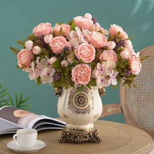 <span class=keywords><strong>Vase</strong></span> à fleurs de petite taille, style dessin abstrait classique fait main, motif antique de fleurs et d'oiseaux - Product Image 3