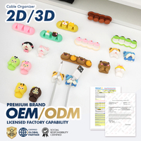 Juego de organizador de almacenamiento de silicona de dibujos animados de Cable portátil personalizado OEM, Clip de Cable funcional y Kits de gestión de cables
