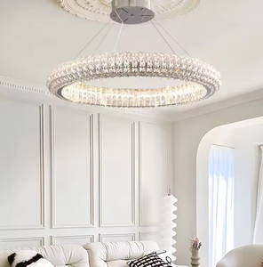 Zeal Lighting Luxury Stainless Steel Circle Chandelier para Lobby Light Grey Crystal Chandelier Light - Product Image 4