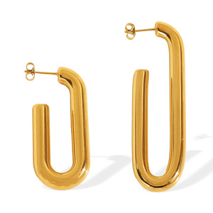 ต่างหูรูปตัวยู ชุบทอง 18K สแตนเลสสตีล สำหรับผู้หญิง เครื่องประดับสำหรับงานปาร์ตี้ - Product Image 5