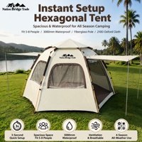 Tenda Camping Otomatis Buka Cepat Lipat Heksagonal Empat Musim Kain Oxford 210D Tebal Bernapas Anti Nyamuk
