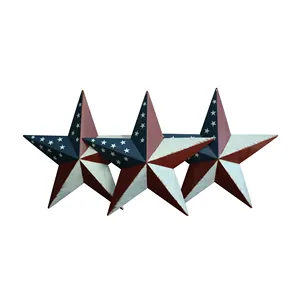 देश रेट्रो उपहार अमेरिकी ध्वज धातु खलिहान सितारा घर/दीवार/बाहर सजावट, 8-इंच, सेट के 3.
