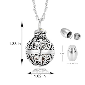 Kalung Guci Dewa Bulan Perak Berongga Vintage, untuk Abu Selamanya Di Hati Saya Liontin Liontin Kenang-kenangan Perhiasan Kremasi - Product Image 2