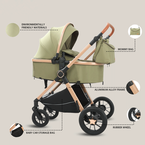 Passeggino 3 in 1 Stile Europeo New Born Pretty con Seggiolino Auto, Carrozzina Multifunzionale Pieghevole per Neonati - Product Image 2