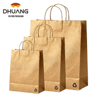 Sacs cadeaux marron robustes en papier épais pour l'achat en gros, emballage de marchandises de détail, emballage cadeau, tailles assorties, sac en papier kraft