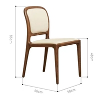 Chaise de salle à manger haut de gamme en bois massif avec dossier, assise en cuir souple, accoudoirs ergonomiques, chaise en bois pour la maison et les restaurants, couleur noyer