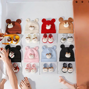 MALOMME SKS-01 Juego de Calcetines y Gorro de Algodón Ecológico Tejido con Dibujos Animados en 3D para Bebés Recién Nacidos, Niñas y Niños - Venta al por Mayor - Product Image 3