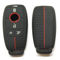 Funda Protectora de Silicona Antideslizante con Diseño de Panal de Abeja y Línea Roja para Llave Inteligente de Mercedes-Benz de 3 y 4 Botones
