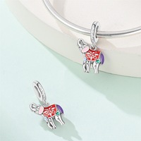 Accessoires de mode en gros Bracelet de perles en cuivre plaqué argent Zircon Pendentif à breloque en gros-Animal Éléphant Chat pour les fêtes