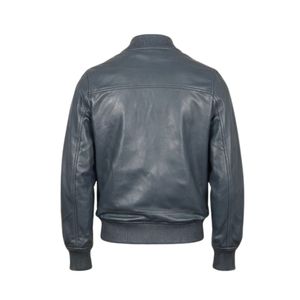 Veste bomber en cuir véritable bleu surdimensionnée pour hommes, vente en gros, écologique, respirante, streetwear en spandex - Product Image 3
