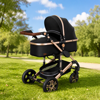 Poussette bébé 3-en-1 à vue haute, convertible quatre roues, légère et pliable, avec fonctions assise et allongée