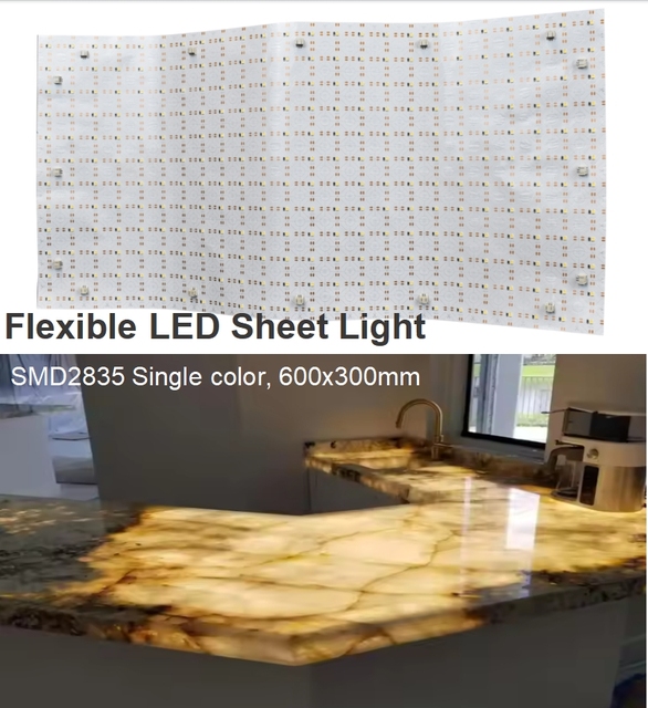 OEM OBM PERFECT Paper Thin LED Light Sheets Flexible LED Light Sheet 24V DC Cuttable LED Sheet for Table Stone