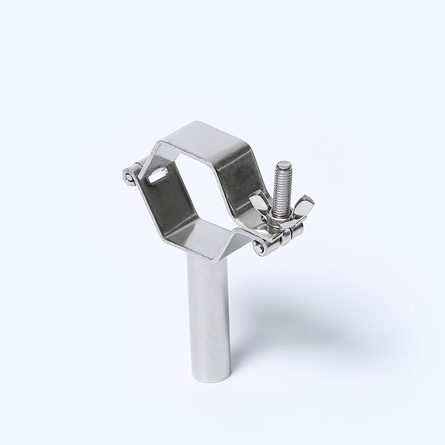 304 Stainless Steel Hexagonal Tube Bracket Pipe Clamp Welded Clamp Buckle Cylindrical Fixed Bracket